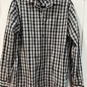 Kenneth Cole Black and White Checkered Men's Shirt, size 16 slim fit